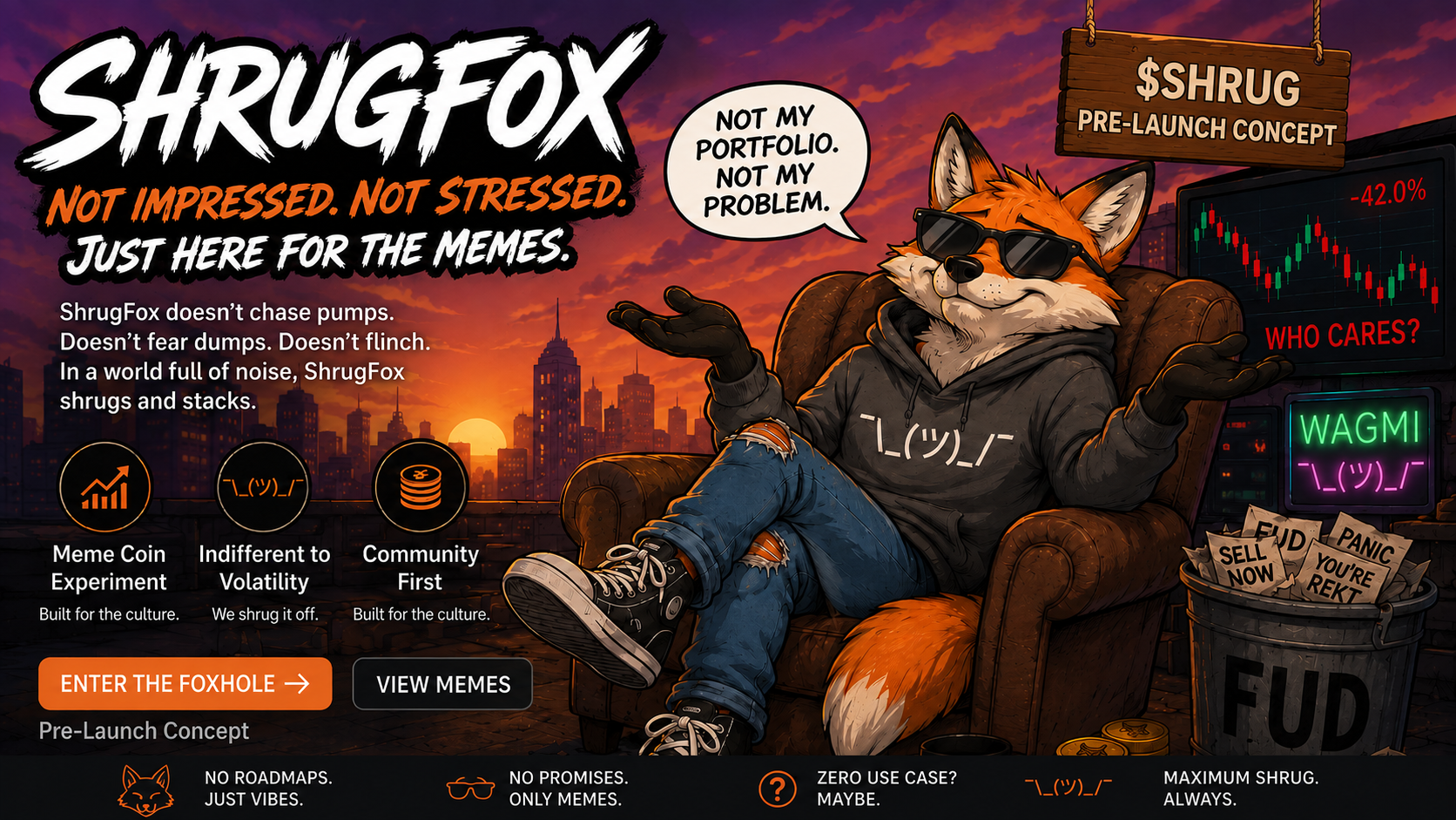 ShrugFox — pre-launch crypto meme concept